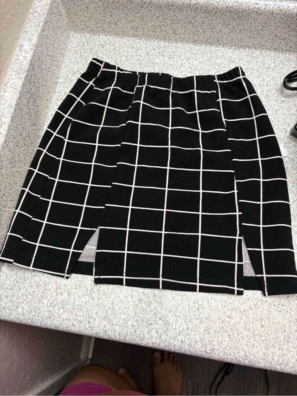 SHEIN Black and White Windowpane Mini Skirt